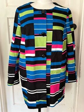Peter Nygard Striped Blazer Jacket Multicolor Size 16